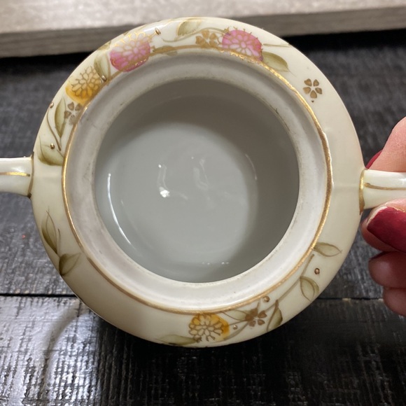Antique Nippon Floral Cream and Sugar Set with Gold Accents! - Picture 5 of 6